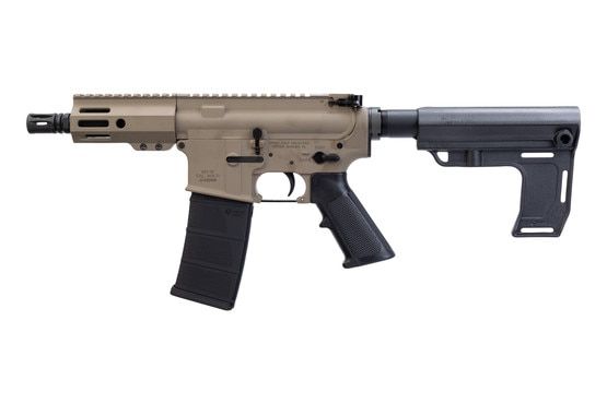 Flat Dark Earth AR-15 pistol with 5.5" barrel.